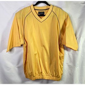 FootJoy Mens's Large Yellow Gold Solid 3/4 Sleeve V Neck Activewear Pullover
